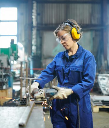 Woman Working in Garage